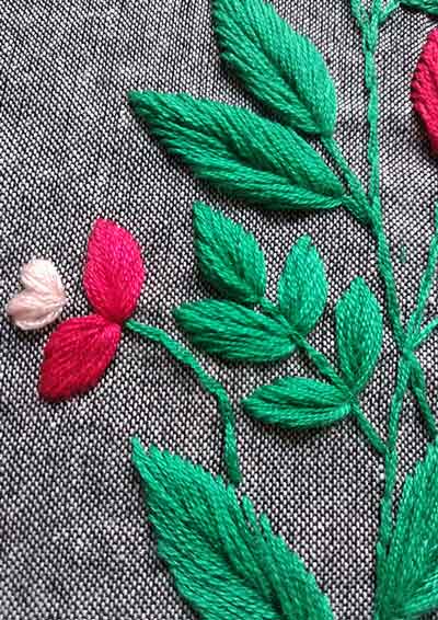 Torba szara z haftem tulipany handmade