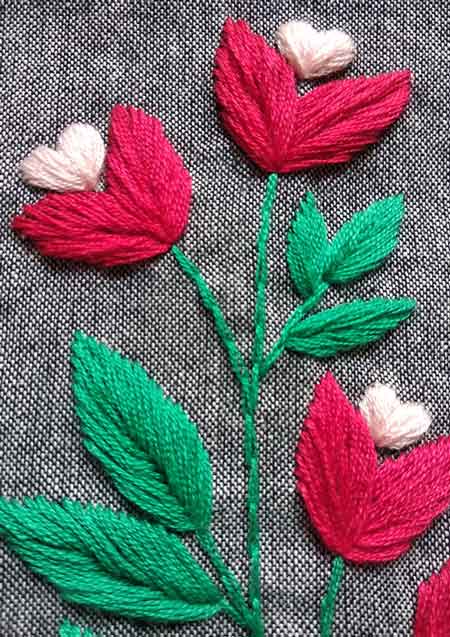 Torba z haftem tulipany handmade